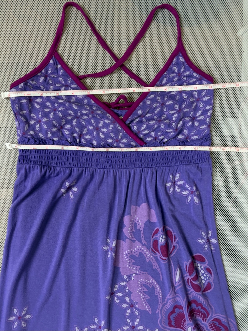 Aeropostale Purple Floral Boho Y2K Maxi Dress Surfer Hippie V-Neck Halter M EUC - Picture 12 of 16